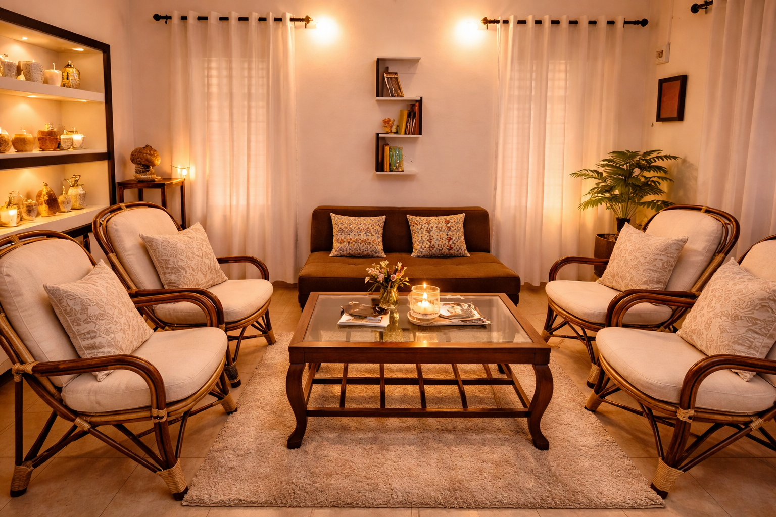 Living room at Layanila private family villa in Alappuzha